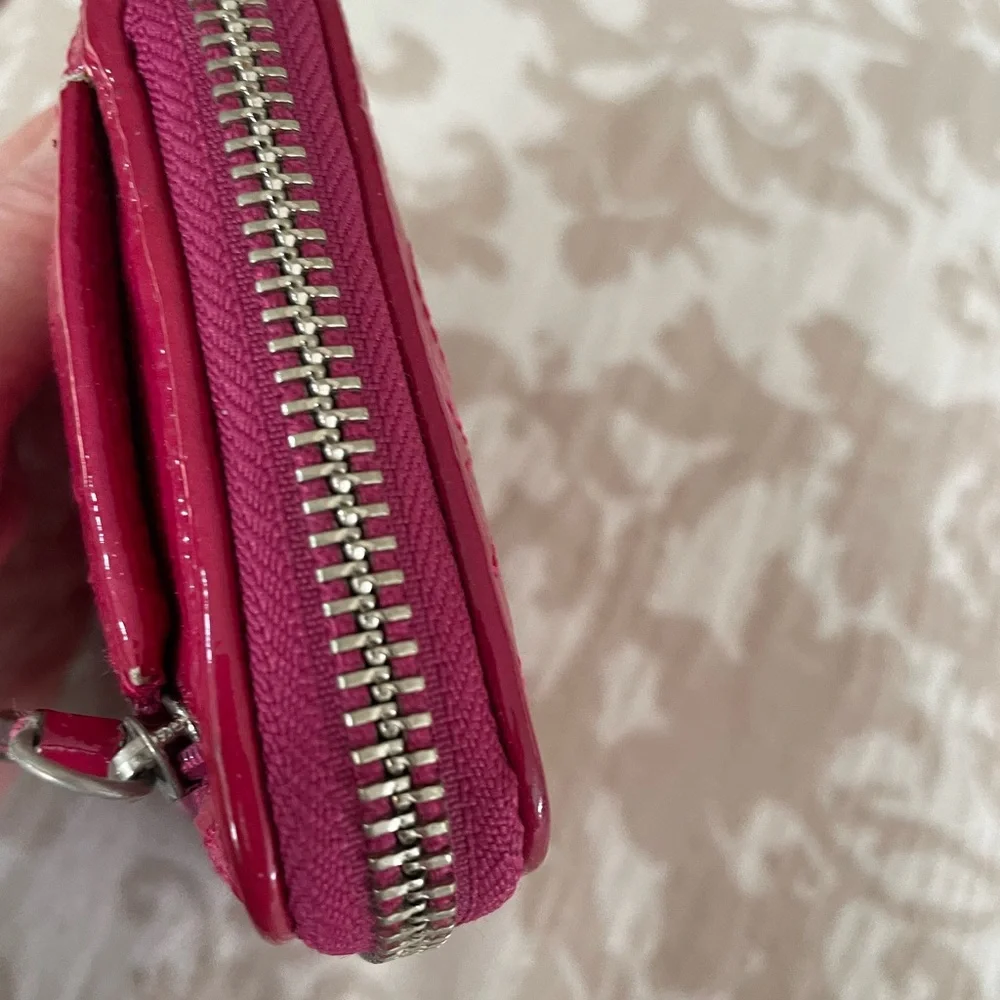 Coach Pink Patent Leather Accordion Zip Wallet - Picture 7 of 8